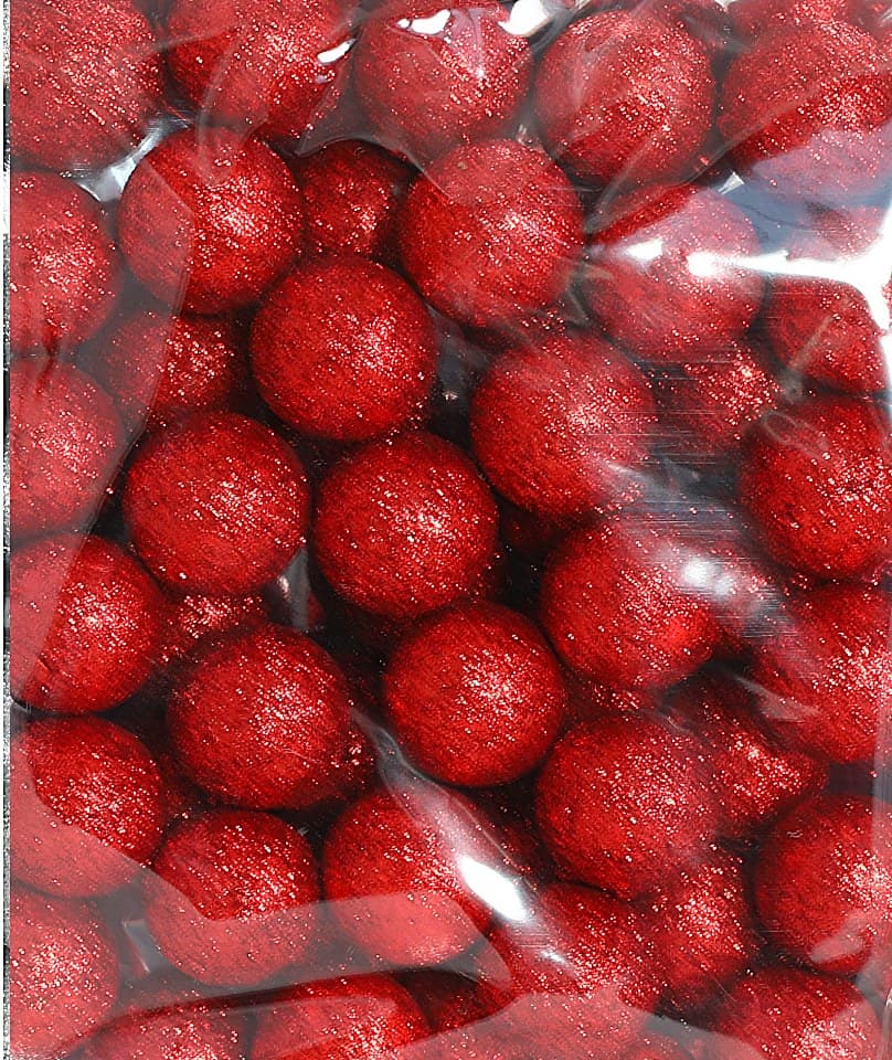 Kulki styropianowe z brokatem śr.3cm/50 czerwone