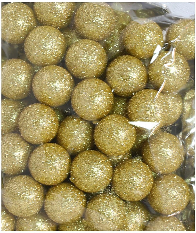 Kulki styropianowe z brokatem śr.3cm/50szt, złote