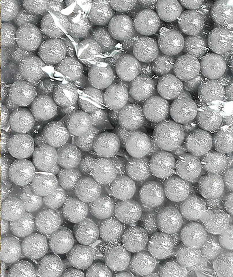 Kulki styropianowe z brokatem śr.1cm/110szt srebro