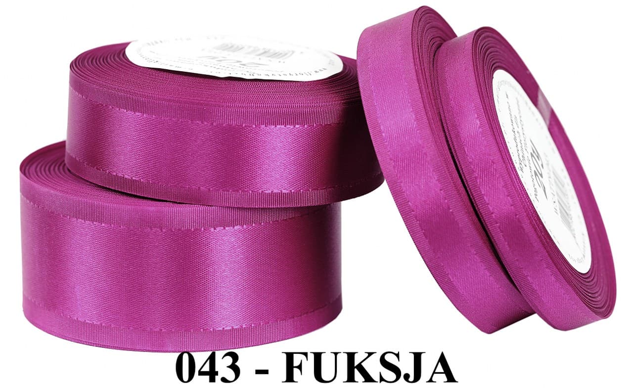 Wstążka z paskami satyna/tafta 15mm/20y, fuksja