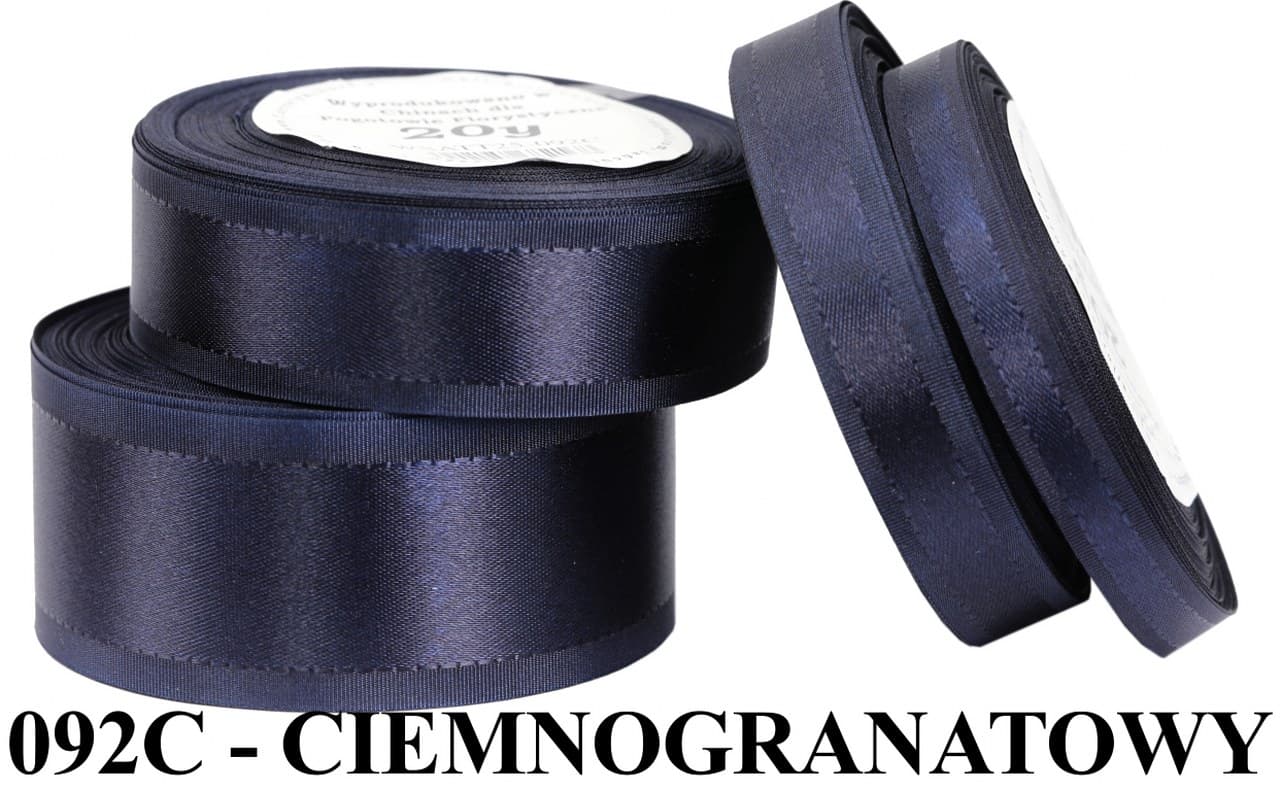 Wstążka z paskami satyna/tafta 15mm/20y, c. granat