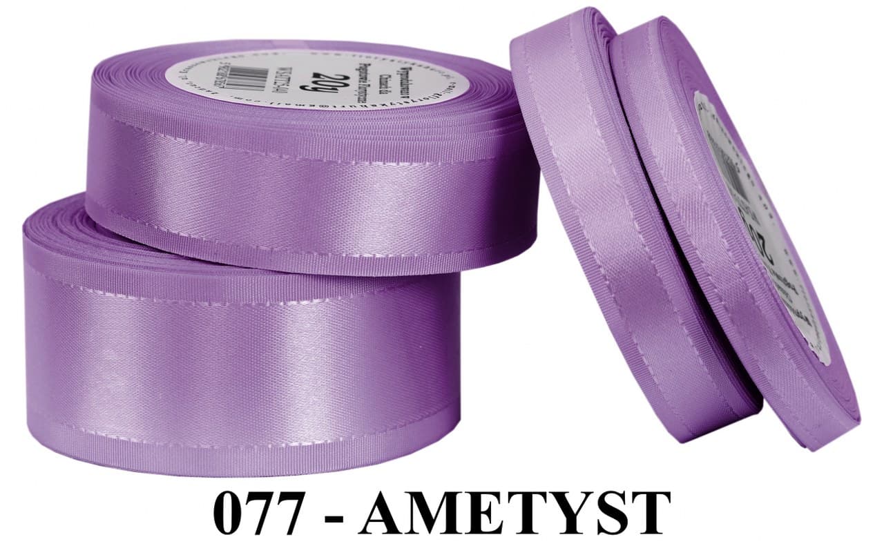 Wstążka z paskami satyna/tafta 38mm/20y, ametyst