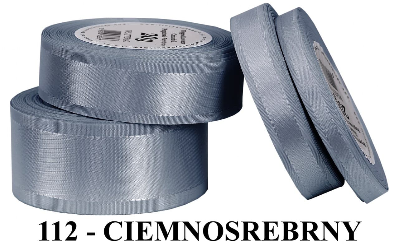 Wstążka z paskami satyna/tafta 38mm/20y, c. srebro