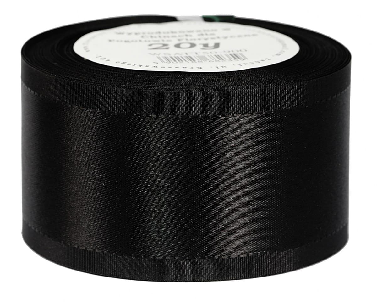 Wstążka z paskami satyna/tafta 50mm/20y, czarna