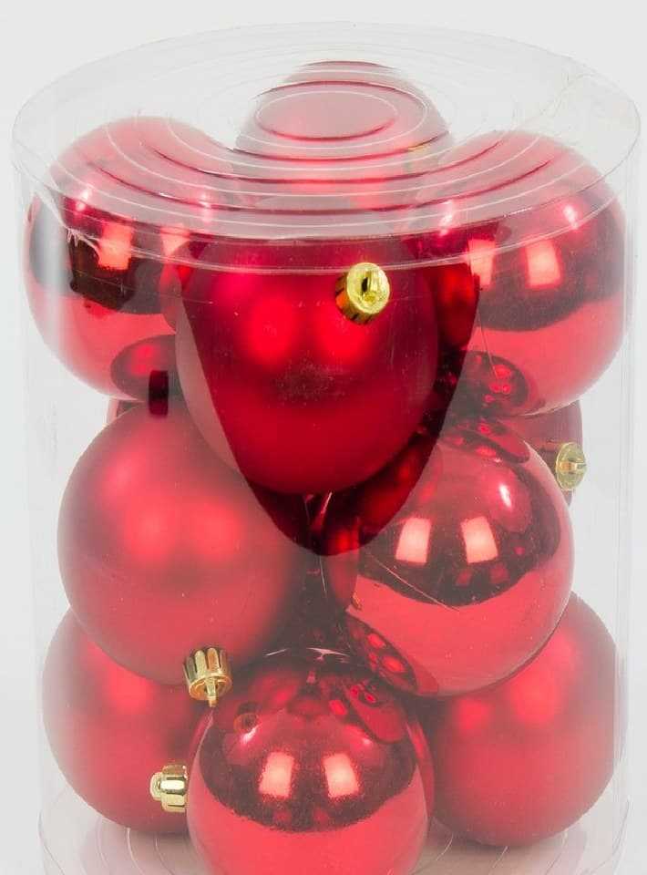 Bombki plastikowe MIX, śr.6cm/12szt, czerwone