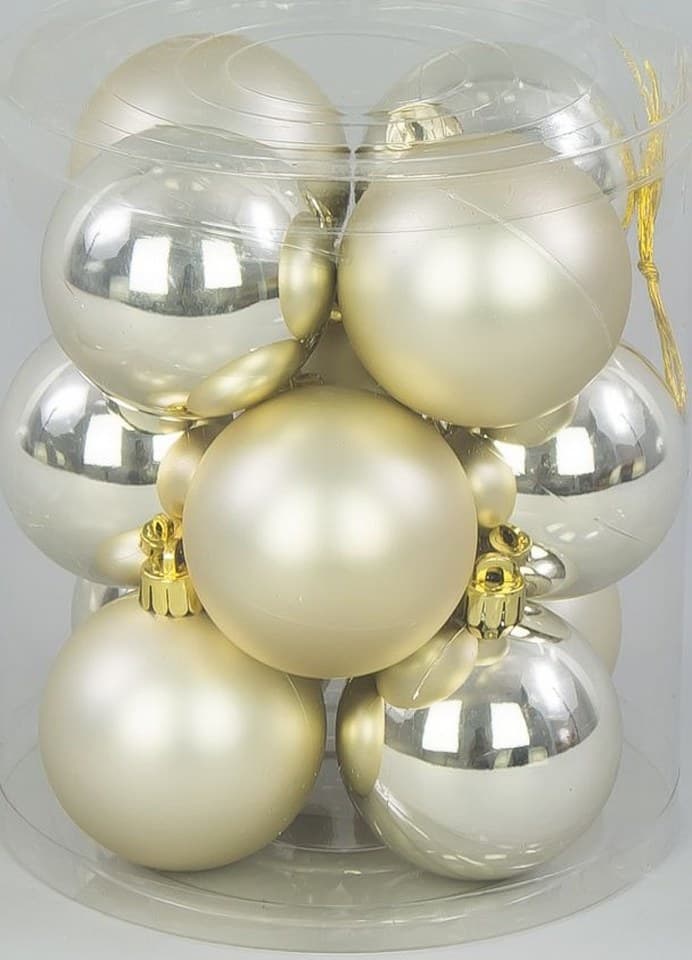 Bombki plastikowe MIX, śr.6cm/12szt, beżowe