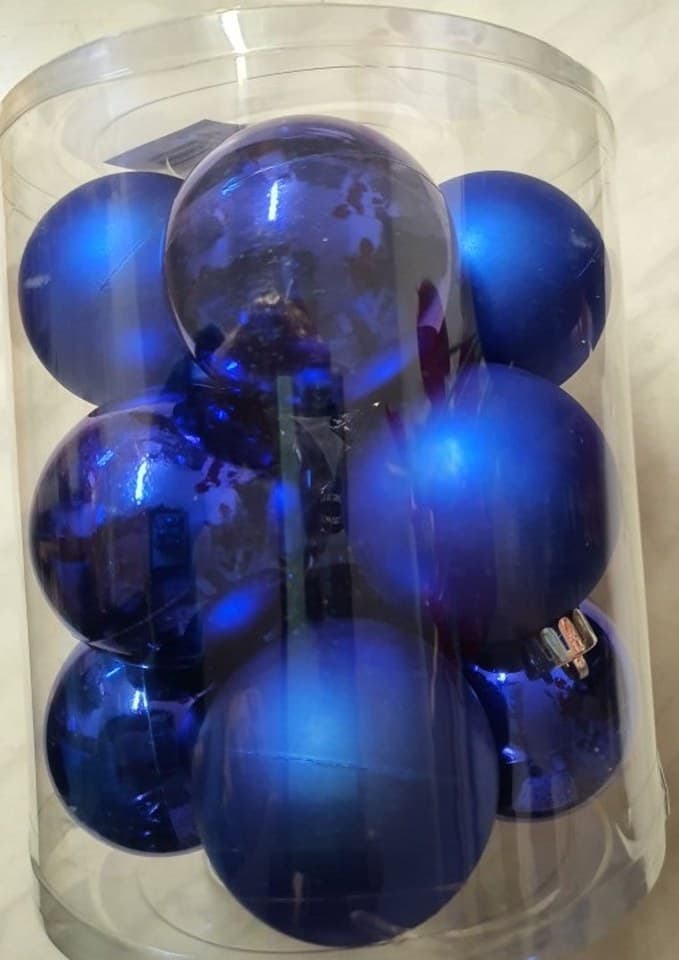 Bombki plastikowe MIX, śr.6cm/12szt, chabrowe