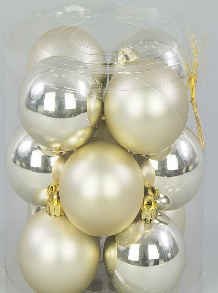 Bombki plastikowe MIX, śr.8cm/12szt, beżowe