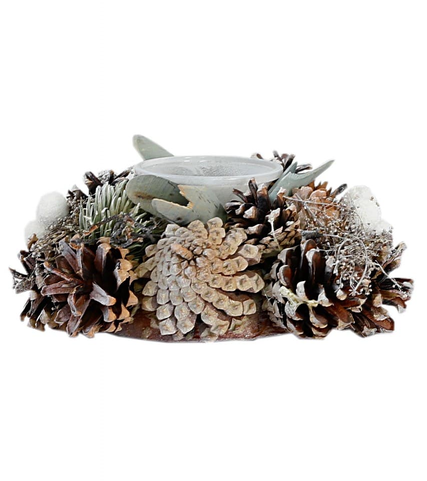 Świecznik z szyszkami, wys.7cm, śr. 17cm