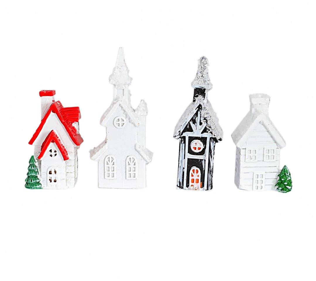 Figurki domki do klejenia, 4 różne, 2x2x6cm/4szt