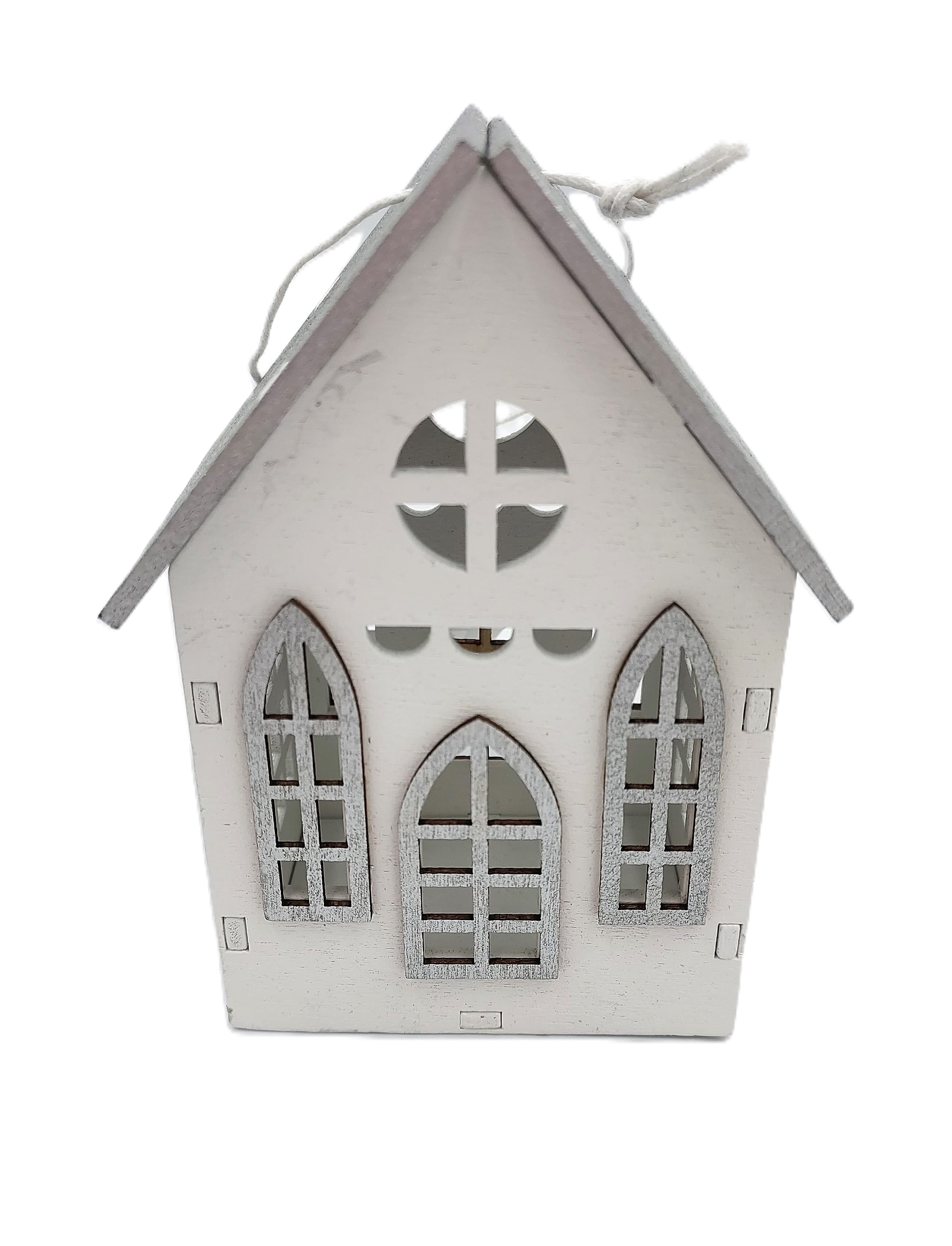 Zawieszka domek drewniany Srebrny dach 3D 5x7x10cm