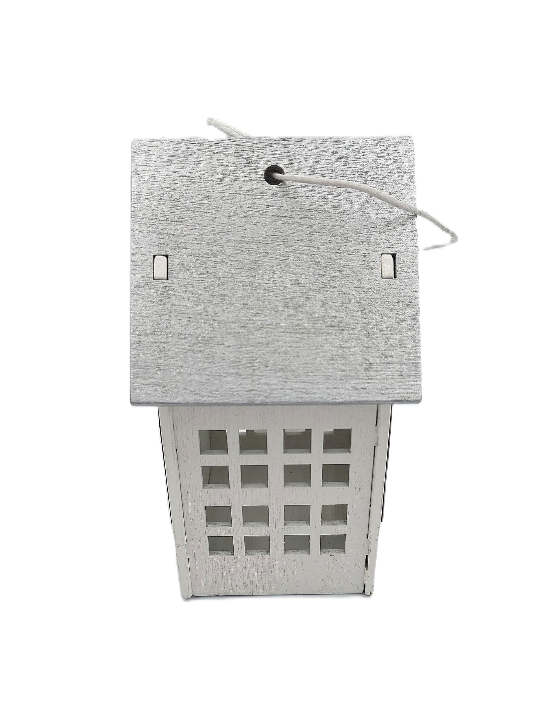 Zawieszka domek drewniany Srebrny dach 3D 5x7x10cm