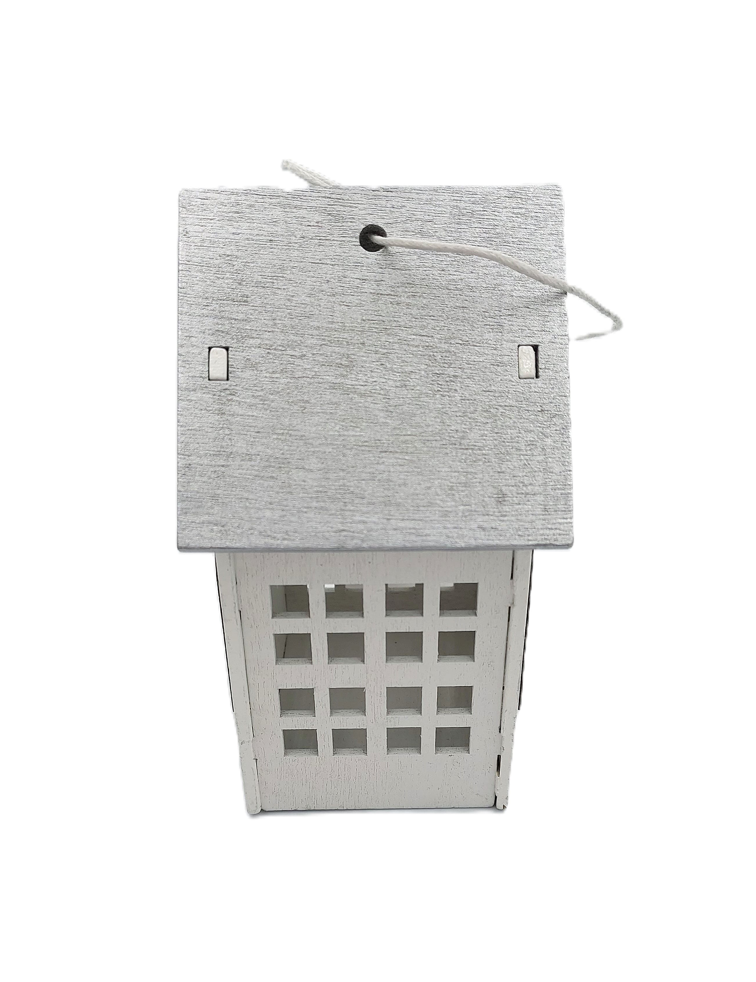 Zawieszka domek drewniany Srebrny dach 3D 5x7x10cm