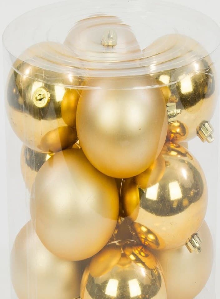 Bombki plastikowe MIX, śr.6cm/12szt, złote
