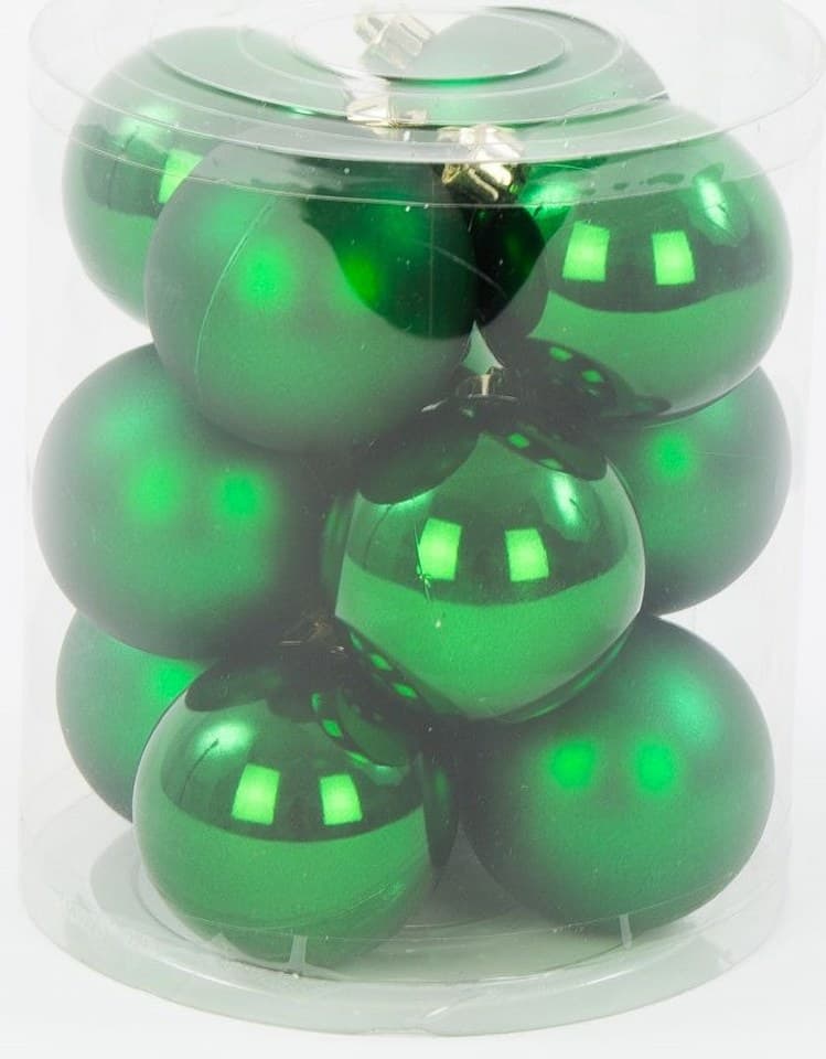 Bombki plastikowe MIX, śr.6cm/12szt, zielone