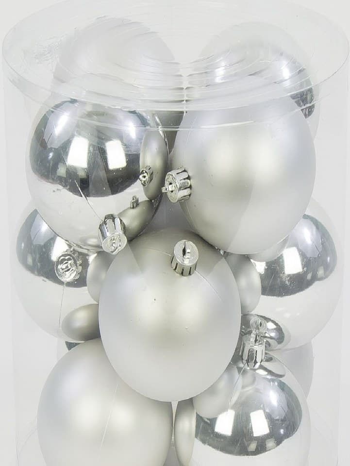 Bombki plastikowe MIX, śr.8cm/12szt, srebrne