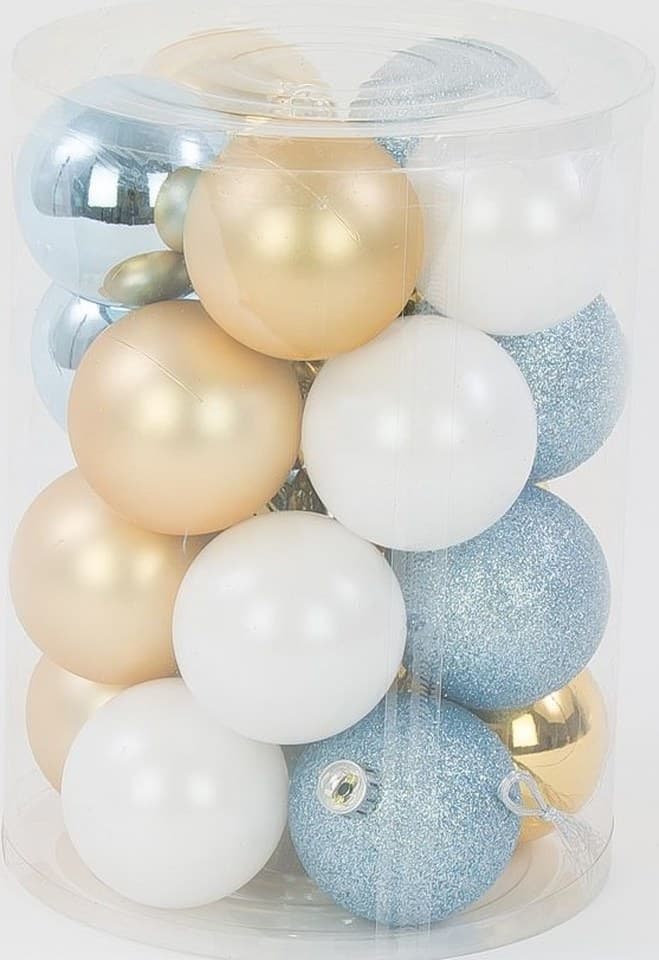 Bombki plastikowe, śr.6cm/20szt, MIX złoty