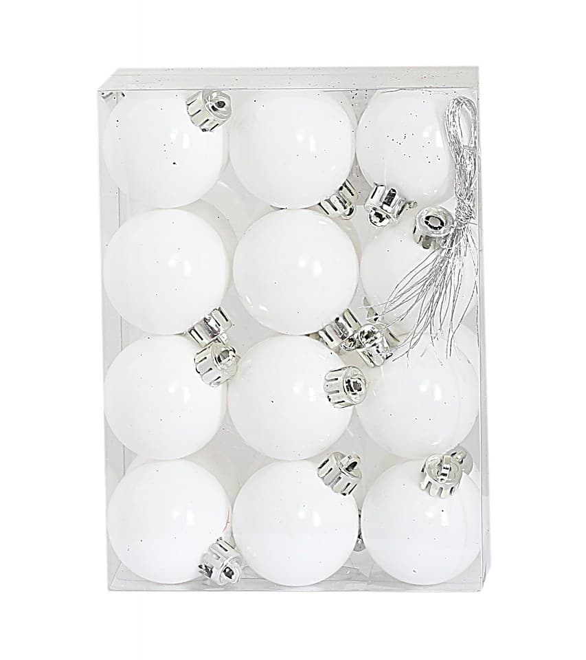 Bombki plastikowe pastel, 4cm/24szt, białe mleczne