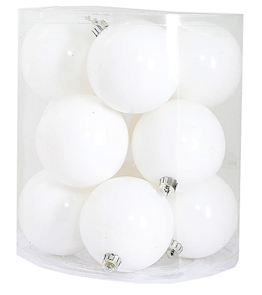 Bombki plastikowe pastel, 8cm/12szt, białe mleczne