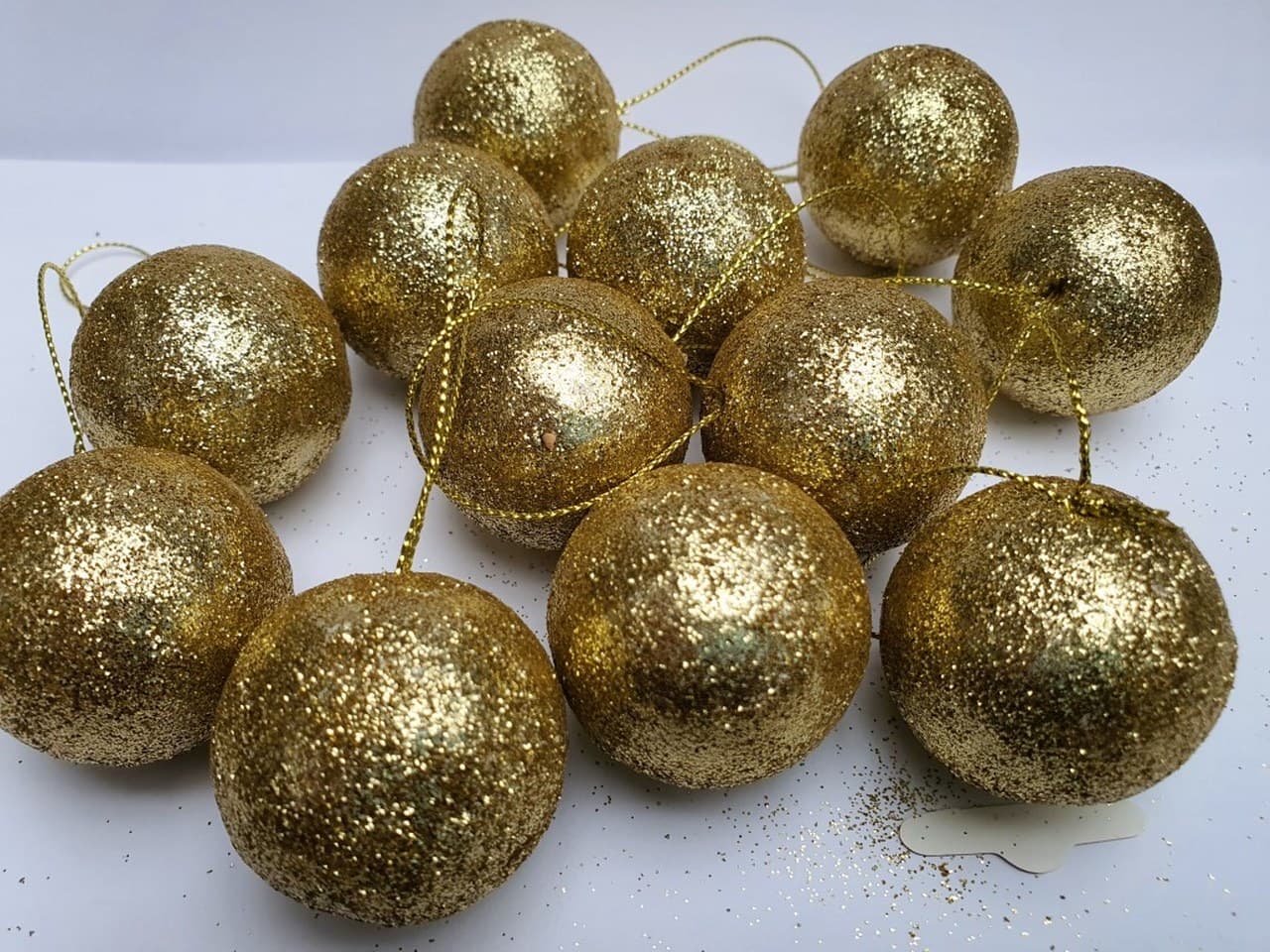 Bombki styropianowe z brokatem,4cm/12szt, złote