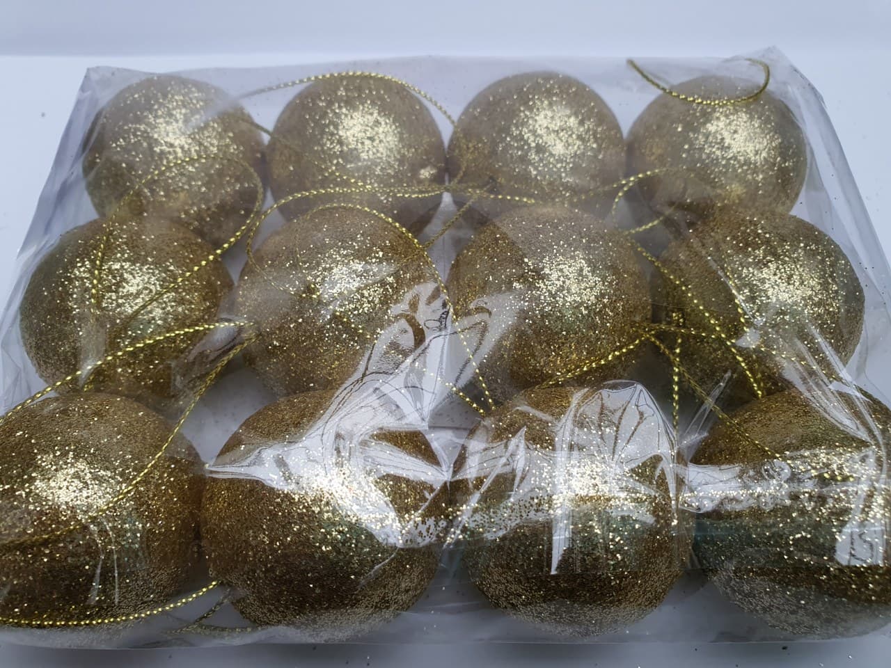 Bombki styropianowe z brokatem,4cm/12szt, złote