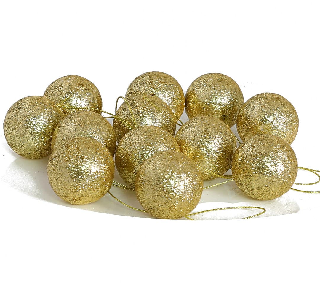 Bombki styropianowe z brokatem,4cm/12szt, złote