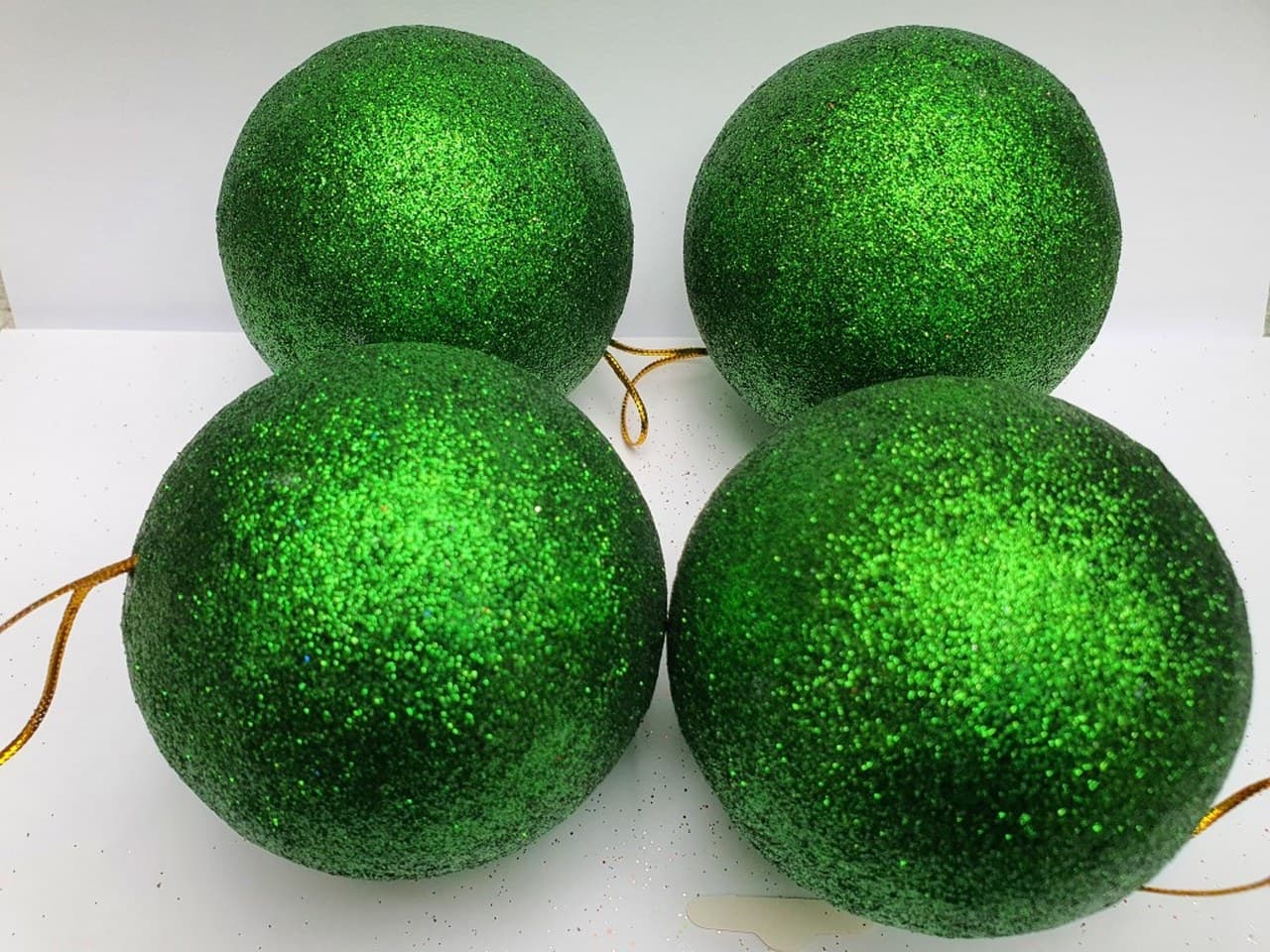 Bombki styropianowe z brokatem,8cm/4szt, zielone