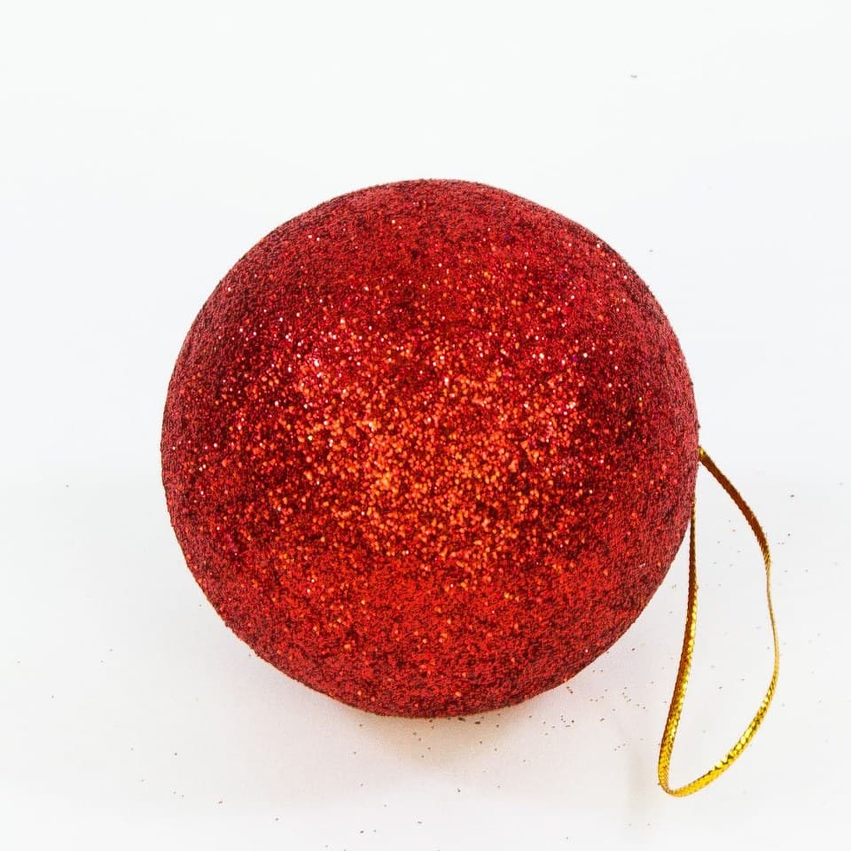 Bombki styropianowe z brokatem,8cm/4szt, czerwone