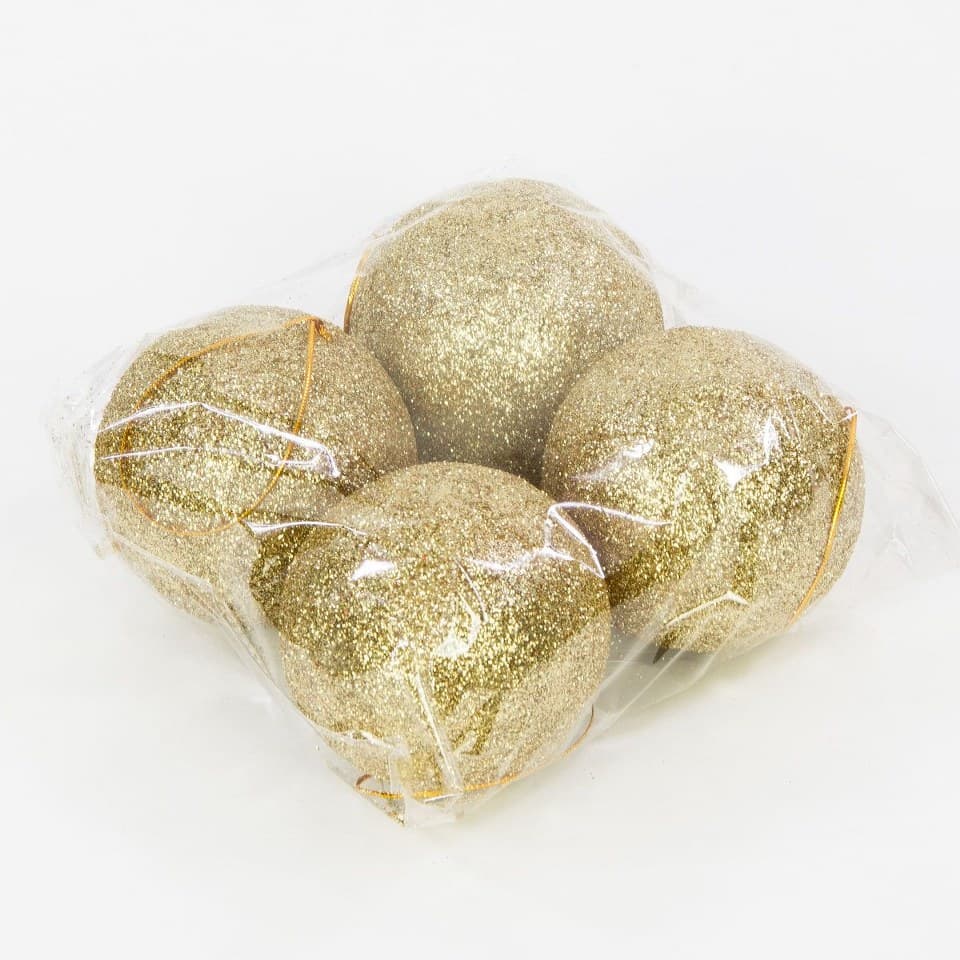 Bombki styropianowe z brokatem,8cm/4szt, złote