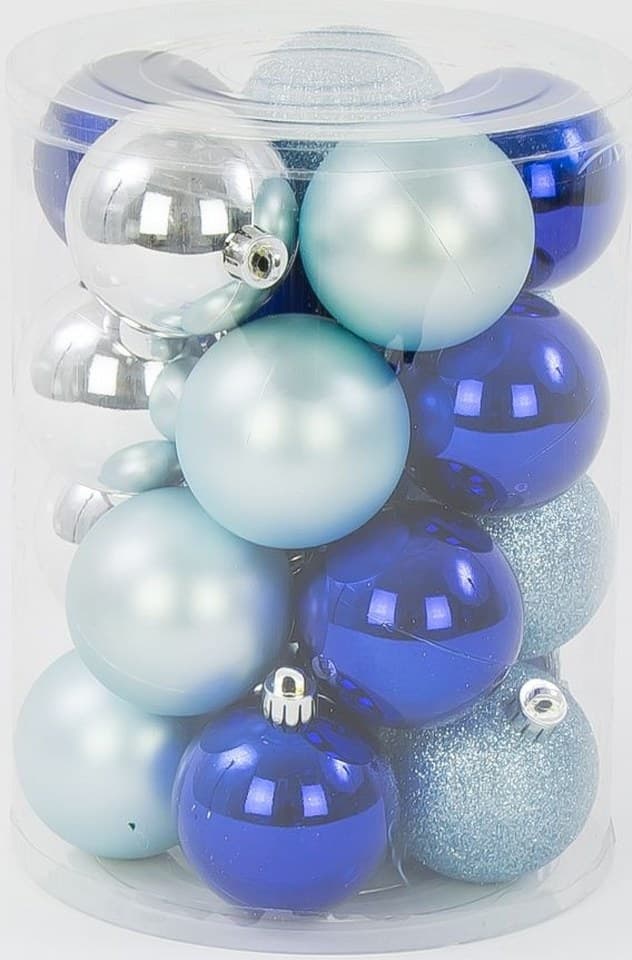 Bombki plastikowe, śr.6cm/20szt, MIX chabrowy