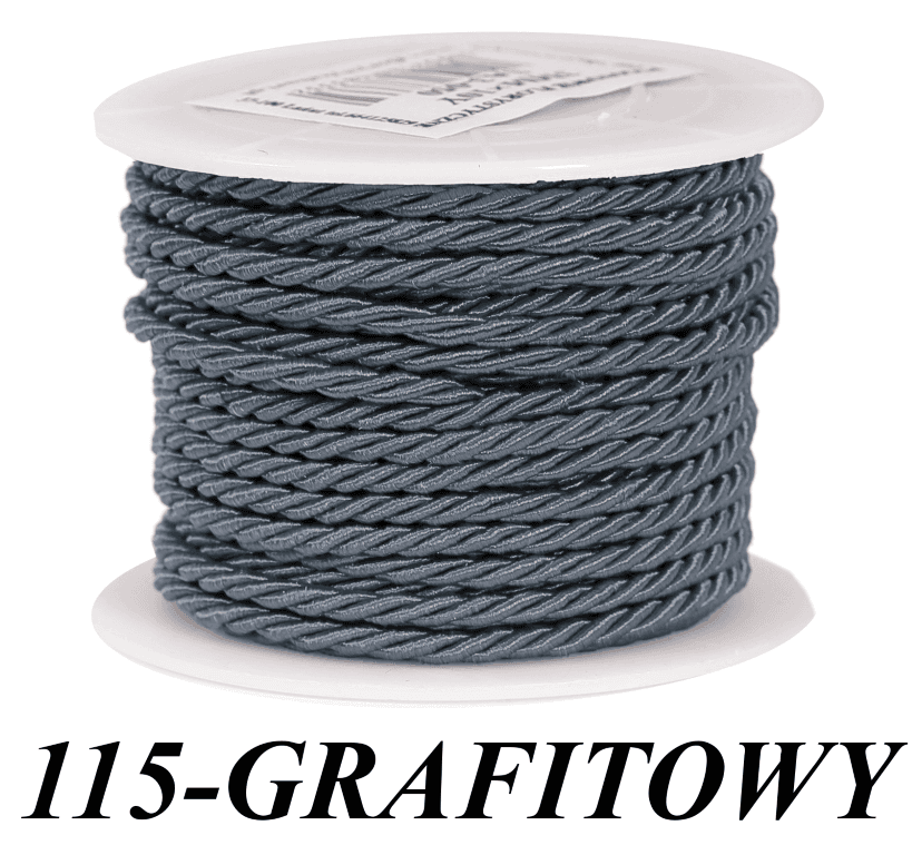 Sznur atłasowy skręcany, 3mm/10y, grafitowy