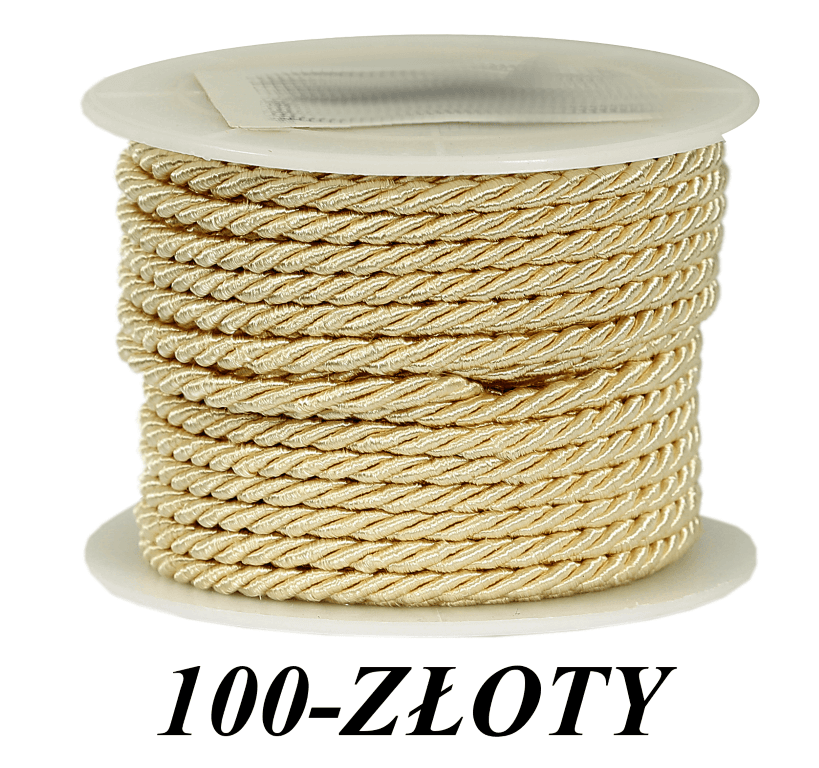 Sznur atłasowy skręcany, 3mm/10y, złoty pastel