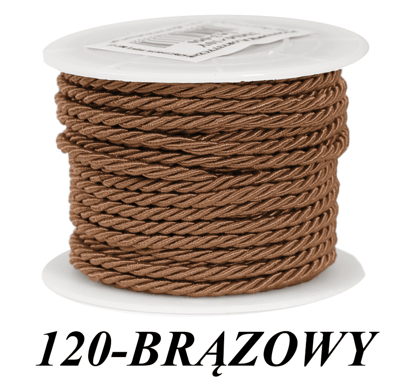 Sznur atłasowy skręcany, 3mm/10y, brązowy