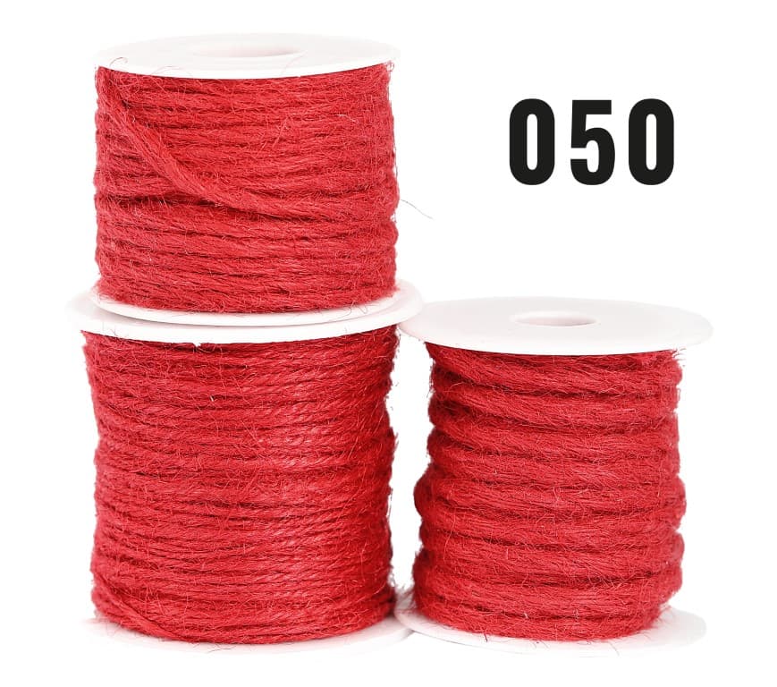 Sznurek jutowy pleciony, 2mm/50mb, czerwony