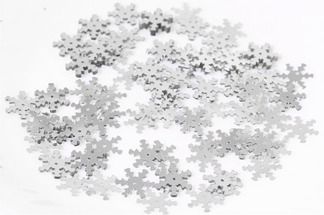 Cekiny śnieżynki 15mm/5gram srebrne