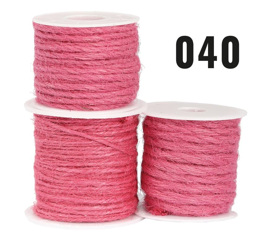 Sznurek jutowy pleciony, 2mm/50mb, różowy