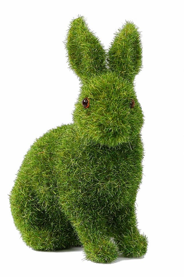 Zając siedzący flokowany zielony, 6x14x14cm