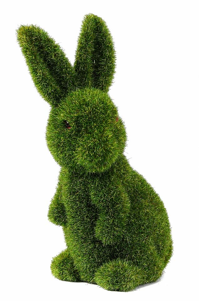 Zając siedzący wysoki flokowany zielony, 8x9x20cm