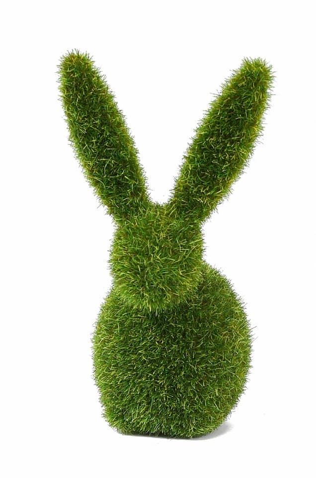 Zając siedzący mały flokowany zielony, 6x7x13cm