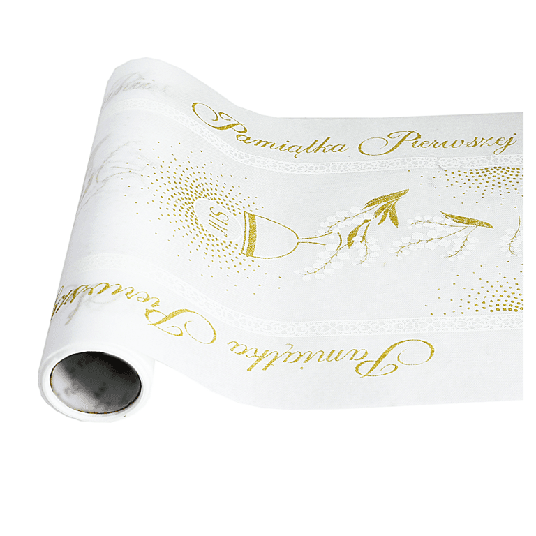 Bieżnik obrus złocony na komunię Komunia 35cm/5mb