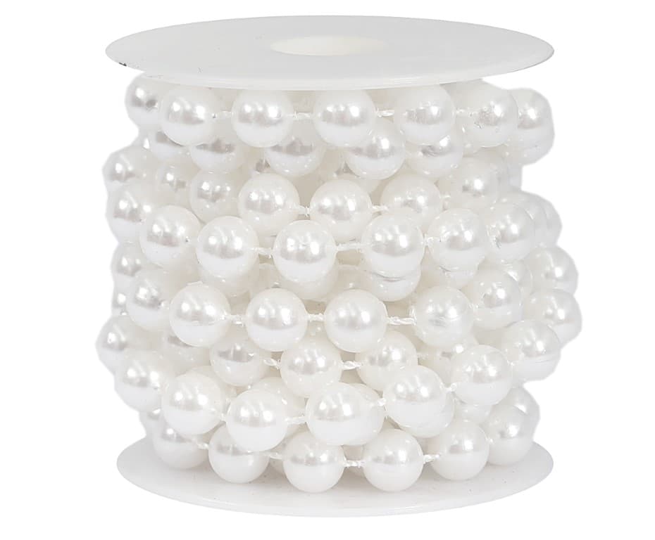 Perełki na sznurku,  śr 8mm/2mb, białe