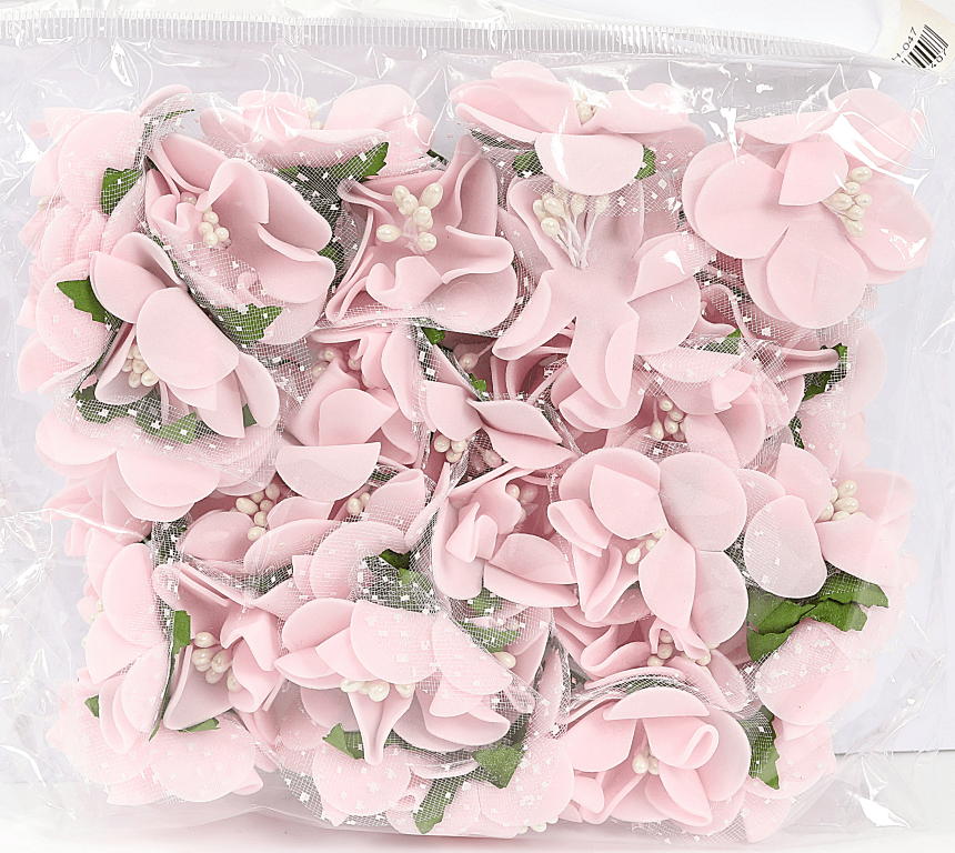 Piankowe kwiaty z pręcikami, śr.4cm/6x6szt, j. róż