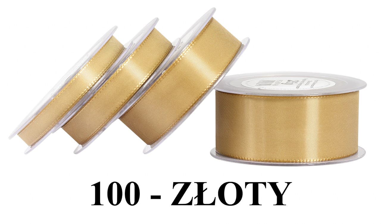 Wstążka z tafty, 25mm/22mb, złota
