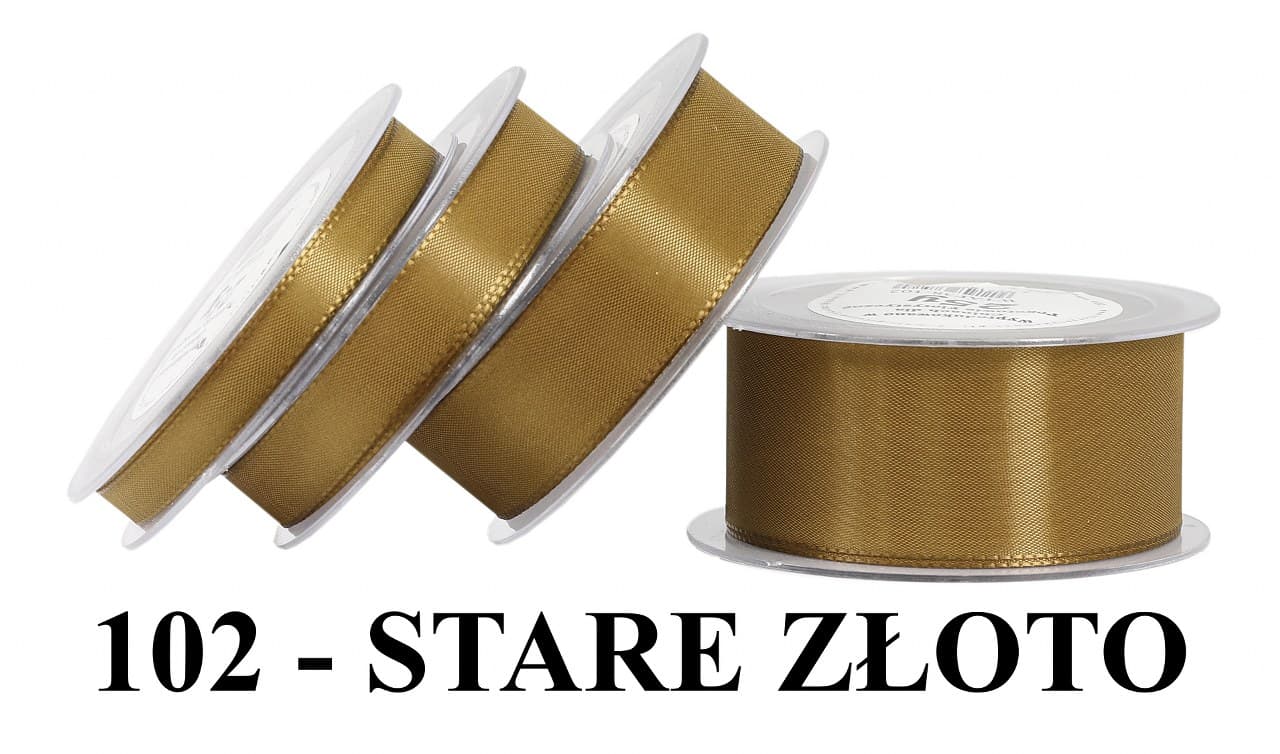 Wstążka z tafty, 10mm/22mb, stare złoto