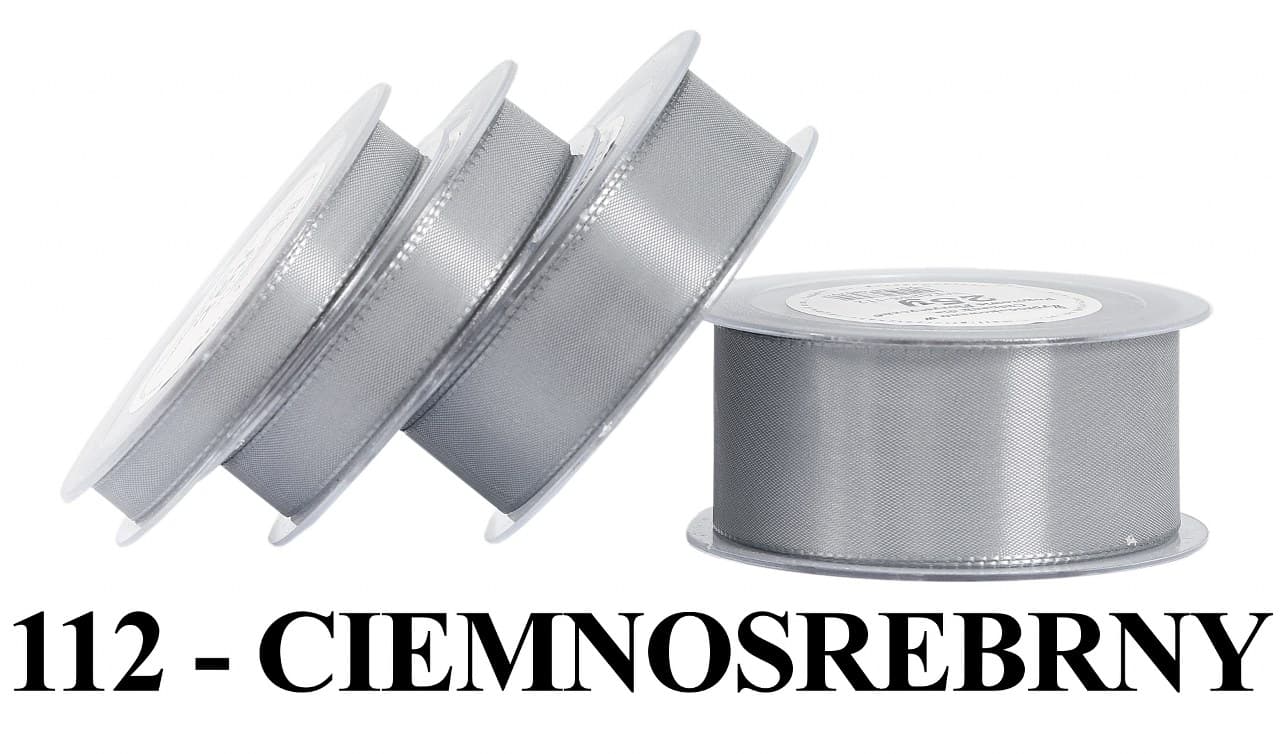 Wstążka z tafty, 10mm/22mb, ciemnosrebrna