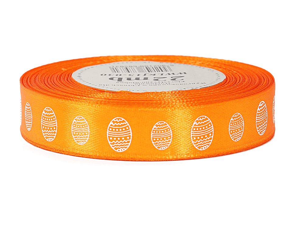 Wstążka satynowa WIELKANOC jajko 15mm/22 pomarańcz