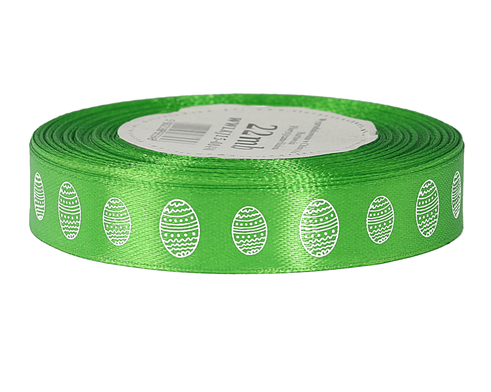 Wstążka satynowa WIELKANOC jajko 15mm/22, trawa w.