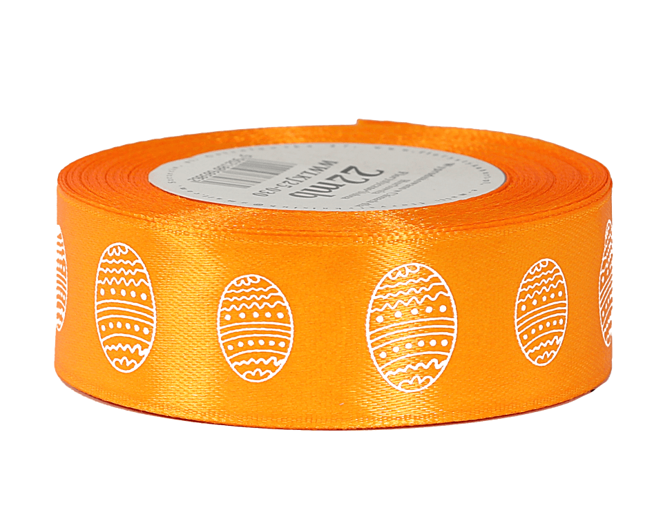 Wstążka satynowa WIELKANOC jajko 25mm/22 pomarańcz