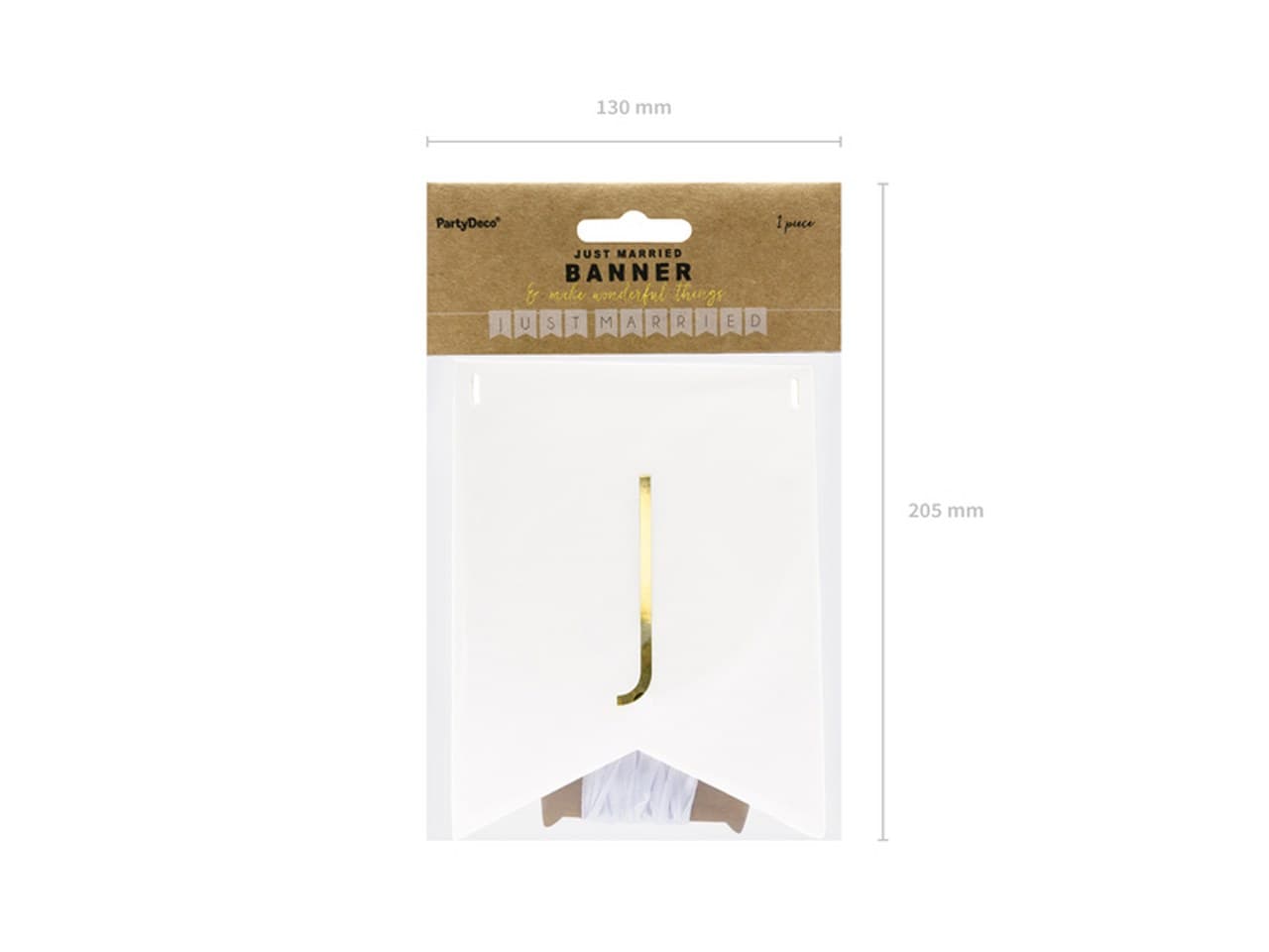 Baner JUST MARRIED, biały, 15 x 155 cm