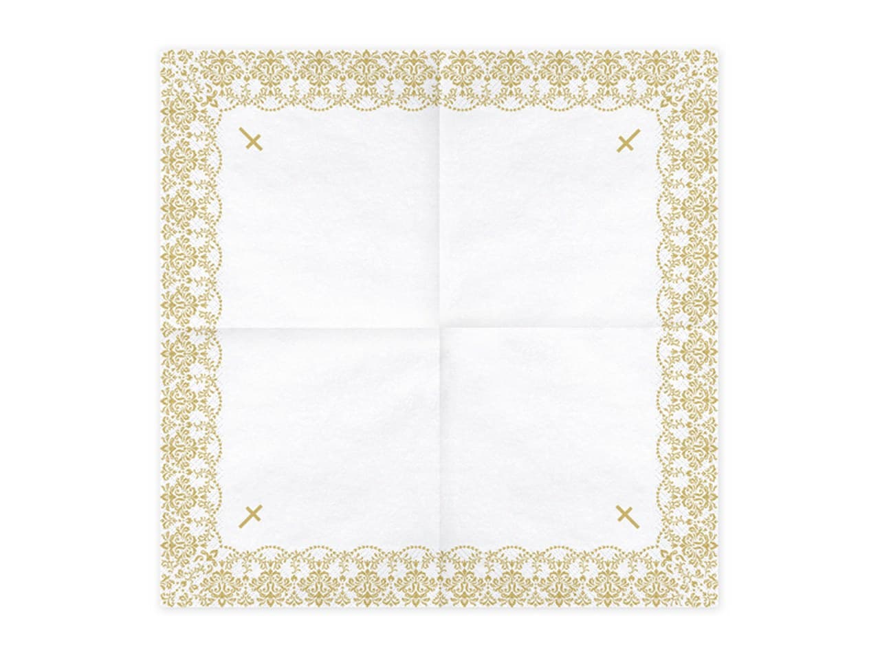 Serwetki Komunijne z krzyżem 33x33cm, złote